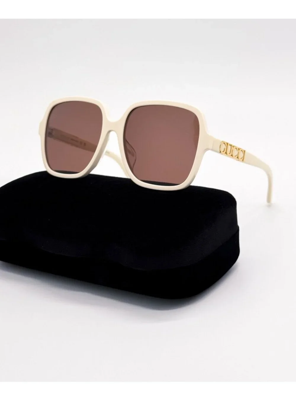 New Gucci White Brown Square Women Sunglasses GG1189SA 005